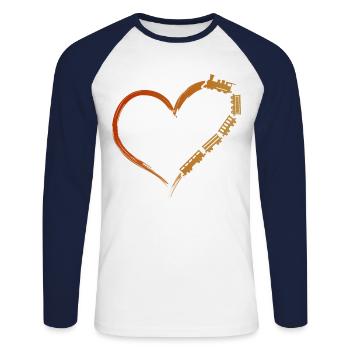 Steam Train Driver Trainspotting - Unisex Baseballshirt langarm - Weiß/Navy - Vorne - Nik (191cm)