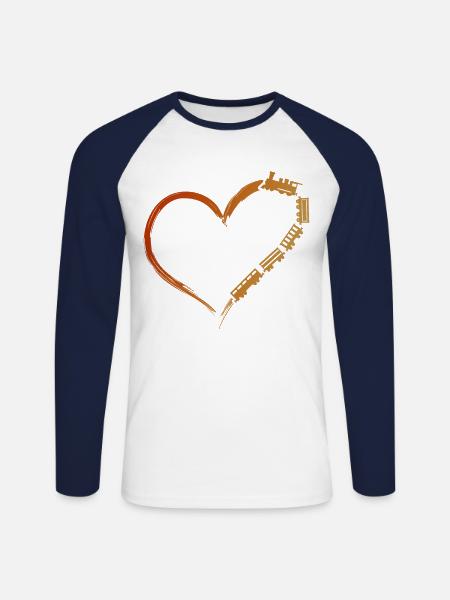 Steam Train Driver Trainspotting - Unisex Long Sleeve Baseball T-Shirt - white/navy