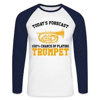 Trumpet Player Vintage Today's - Unisex Baseballshirt langarm - Weiß/Navy - Vorne - Nik (191cm)