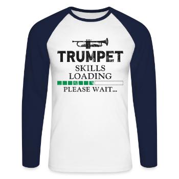 Trumpet Player Vintage Trumpet - Unisex Baseballshirt langarm - Weiß/Navy - Vorne - Nik (191cm)