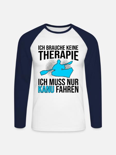 Kanu Therapie Spruch - Unisex Baseballshirt langarm - Weiß/Navy