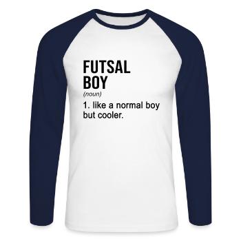 Futsal Boy Like A Normal Boy But Cooler Indoor Soc - Unisex Baseballshirt langarm - Weiß/Navy - Vorne - Nik (191cm)