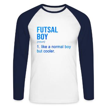 Futsal Boy Like A Normal Boy But Cooler Indoor Soc - Unisex Baseballshirt langarm - Weiß/Navy - Vorne - Nik (191cm)