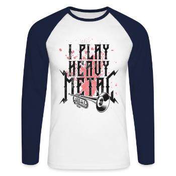 Trumpet Player Vintage I Play - Unisex Baseballshirt langarm - Weiß/Navy - Vorne - Nik (191cm)