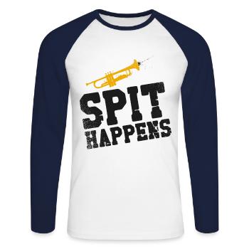 Trumpet Player Pun Vintage Spit - Unisex Baseballshirt langarm - Weiß/Navy - Vorne - Nik (191cm)