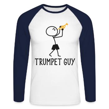 Trumpet Player - Unisex Baseballshirt langarm - Weiß/Navy - Vorne - Nik (191cm)
