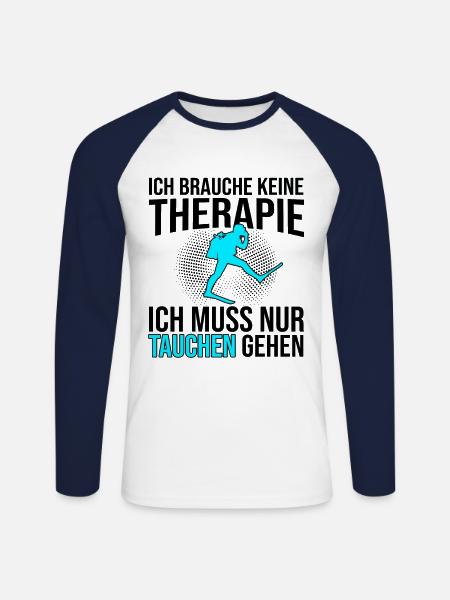 Tauchen Therapie Spruch - Unisex Baseballshirt langarm - Weiß/Navy