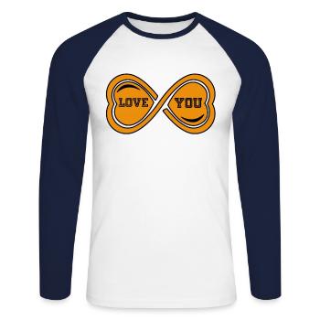 Love You - ich liebe dich - Unisex Baseballshirt langarm - Weiß/Navy - Vorne - Nik (191cm)