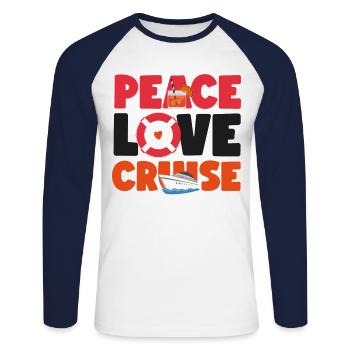 Bateau de croisière Vacances Fille Paix - T-shirt baseball manches longues Homme - blanc/marine - Devant - Nik (191cm)