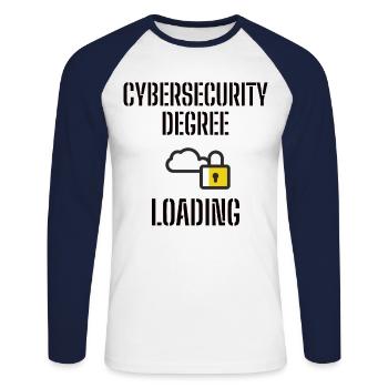 Cybersecurity - IT-Sicherheit Informatiker - Unisex Baseballshirt langarm - Weiß/Navy - Vorne - Nik (191cm)