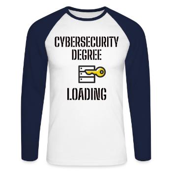 Cybersecurity - IT-Sicherheit Informatiker - Unisex Baseballshirt langarm - Weiß/Navy - Vorne - Nik (191cm)
