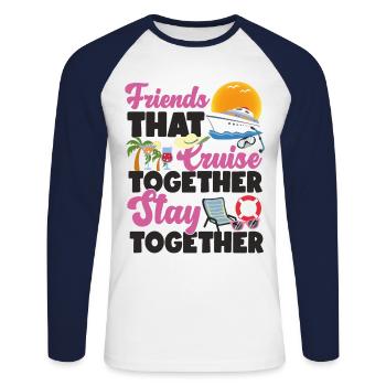 Cruise Ship Vacation Friends - Unisex Baseballshirt langarm - Weiß/Navy - Vorne - Nik (191cm)
