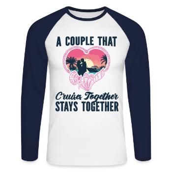 Cruise Ship Vacation Couples - Unisex Baseballshirt langarm - Weiß/Navy - Vorne - Nik (191cm)
