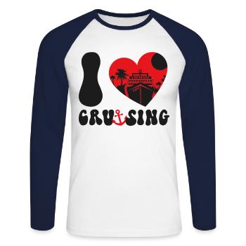 Cruise Ship Vacation Heart I Love - Unisex Long Sleeve Baseball T-Shirt - white/navy - Front - Nik (191cm)