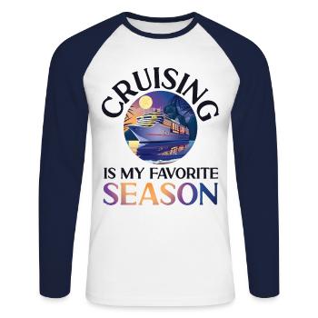 Cruise Ship Vacation Girl Cruising - Unisex Long Sleeve Baseball T-Shirt - white/navy - Front - Nik (191cm)