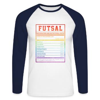 Futsal Information And Nutritional Facts Football - Unisex Baseballshirt langarm - Weiß/Navy - Vorne - Nik (191cm)