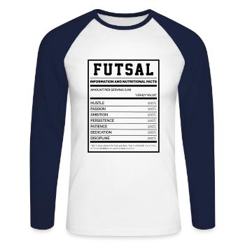 Futsal Information And Nutritional Facts Football - Unisex Baseballshirt langarm - Weiß/Navy - Vorne - Nik (191cm)