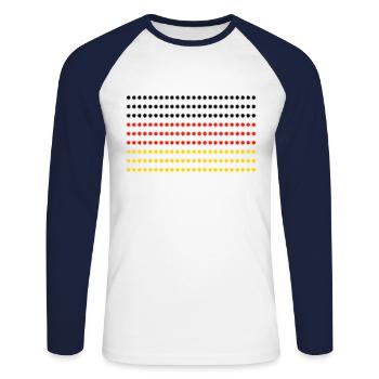 Germany Flag - Unisex Long Sleeve Baseball T-Shirt - white/navy - Front - Nik (191cm)