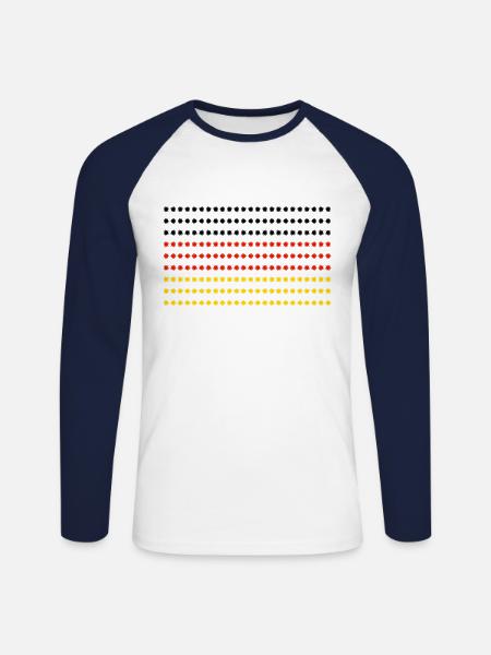 Germany Flag - Unisex Long Sleeve Baseball T-Shirt - white/navy