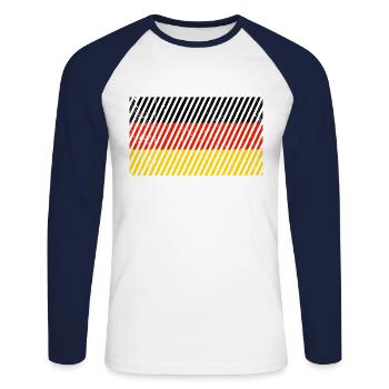 Germany Flag - Unisex Long Sleeve Baseball T-Shirt - white/navy - Front - Nik (191cm)
