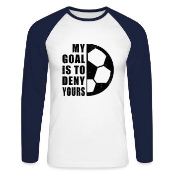 My Goal Is To Deny Yours Football Player Indoor So - Unisex Baseballshirt langarm - Weiß/Navy - Vorne - Nik (191cm)