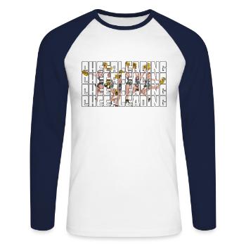 Cheerleading - T-shirt baseball manches longues Homme - blanc/marine - Devant - Nik (191cm)
