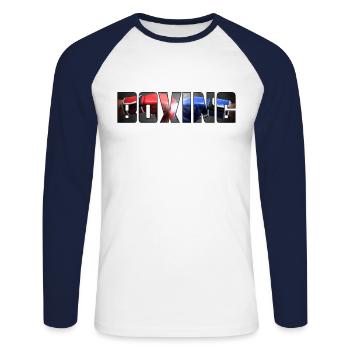 Boxe - T-shirt baseball manches longues Homme - blanc/marine - Devant - Nik (191cm)