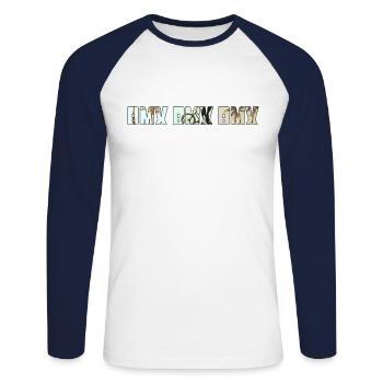 Le BMX - T-shirt baseball manches longues Homme - blanc/marine - Devant - Nik (191cm)