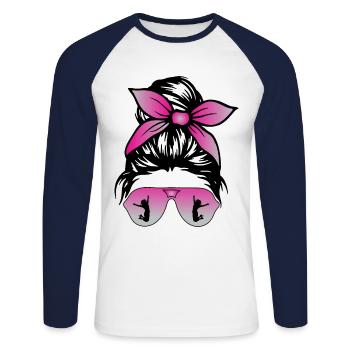 Juste une fille qui aime le hip-hop - T-shirt baseball manches longues Homme - blanc/marine - Devant - Nik (191cm)