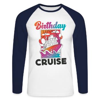 Cruise Ship Vacation Birthday - Unisex Baseballshirt langarm - Weiß/Navy - Vorne - Nik (191cm)