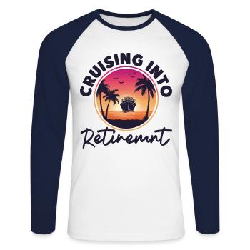 Cruise Ship Vacation Retired - Unisex Baseballshirt langarm - Weiß/Navy - Vorne - Nik (191cm)
