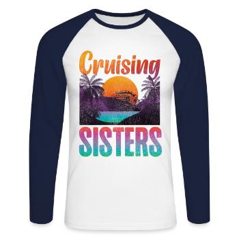 Cruise Ship Vacation Sister Girl - Unisex Long Sleeve Baseball T-Shirt - white/navy - Front - Nik (191cm)