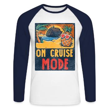 Cruise Ship Vacation Vintage On - Unisex Baseballshirt langarm - Weiß/Navy - Vorne - Nik (191cm)