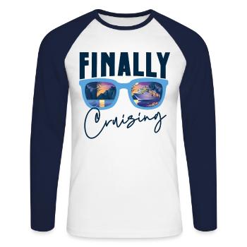 Cruise Ship Vacation Finally - Unisex Baseballshirt langarm - Weiß/Navy - Vorne - Nik (191cm)