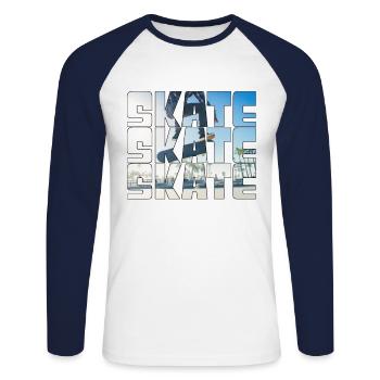 Skateboarding - Unisex Baseballshirt langarm - Weiß/Navy - Vorne - Nik (191cm)