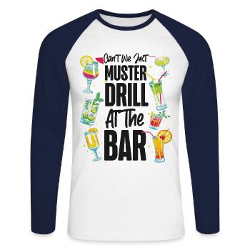Cruise Ship Vacation Drinking - Unisex Long Sleeve Baseball T-Shirt - white/navy - Front - Nik (191cm)