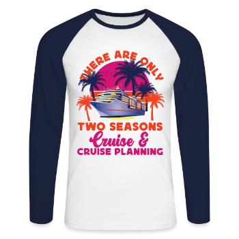 Cruise Ship Vacation Retro There - Unisex Long Sleeve Baseball T-Shirt - white/navy - Front - Nik (191cm)
