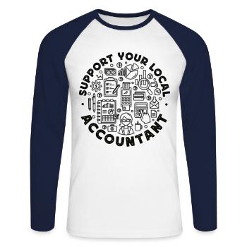 Comptable Comptable Comptable - T-shirt baseball manches longues Homme - blanc/marine - Devant - Nik (191cm)