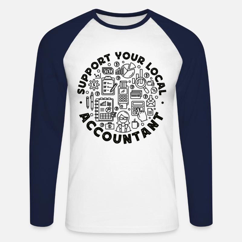 Comptable Comptable Comptable - T-shirt baseball manches longues Homme - blanc/marine