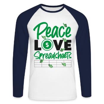 Comptable Teneur de livres Comptabilité - T-shirt baseball manches longues Homme - blanc/marine - Devant - Nik (191cm)