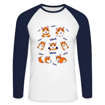 Wheek Wheek Graphic Guinea Pig Owner Pet Cavy Anim - Unisex Baseballshirt langarm - Weiß/Navy - Vorne - Nik (191cm)