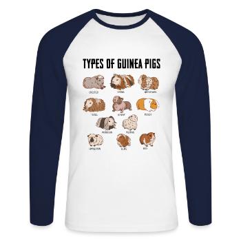 Types Of Guinea Pigs Guinea Pig Owner Animals Cavy - Unisex Baseballshirt langarm - Weiß/Navy - Vorne - Nik (191cm)
