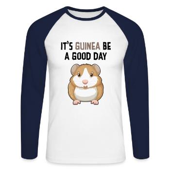 It's Guinea Be A Good Day Animal Lover Pet Owner C - Unisex Baseballshirt langarm - Weiß/Navy - Vorne - Nik (191cm)