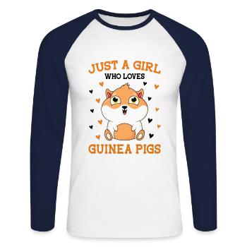 Less People More Guinea Pigs Guinea Pig Owner Anim - Unisex Baseballshirt langarm - Weiß/Navy - Vorne - Nik (191cm)