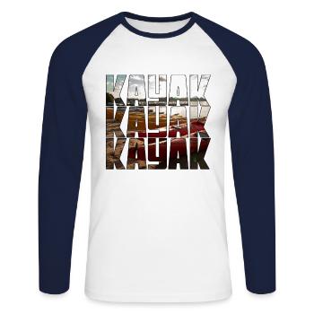 kayak - Unisex Baseballshirt langarm - Weiß/Navy - Vorne - Nik (191cm)