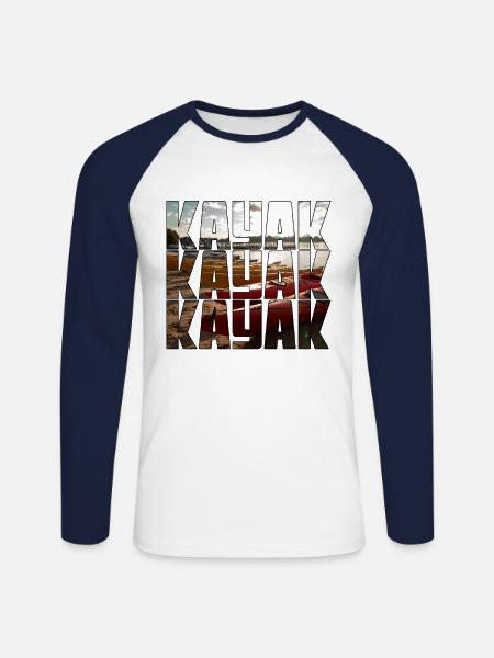 KAYAK - Unisex Long Sleeve Baseball T-Shirt - white/navy