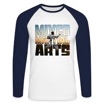 Arts martiaux - T-shirt baseball manches longues Homme - blanc/marine - Devant - Nik (191cm)