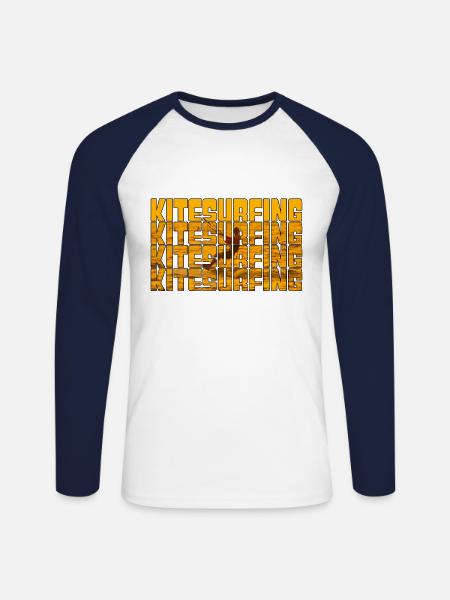 Kite Surfing - Unisex Long Sleeve Baseball T-Shirt - white/navy
