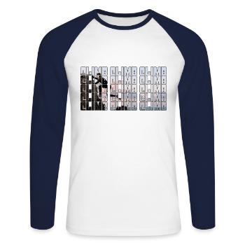 grimper - T-shirt baseball manches longues Homme - blanc/marine - Devant - Nik (191cm)