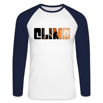 grimper - T-shirt baseball manches longues Homme - blanc/marine - Devant - Nik (191cm)